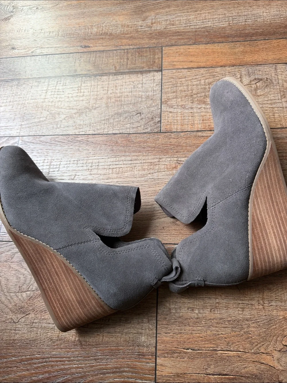 TOMS Gray Suede Ankle Booties
